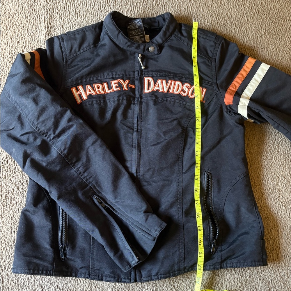 Harley-Davidson Black and Orange riding Jacket with Zippered Front